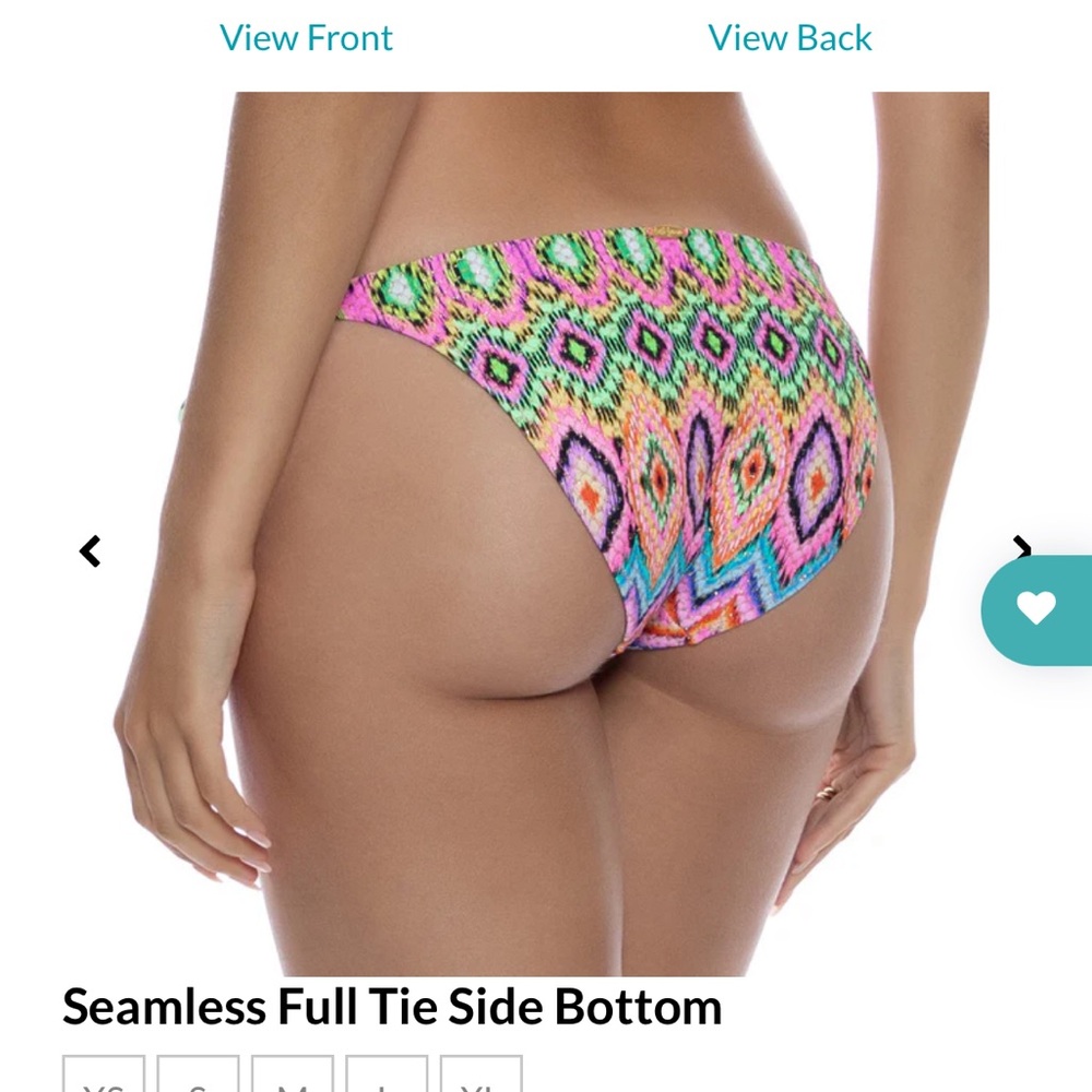 Luli Fama Seamless Full Tie Side Bikini Bottom in Miami Sorbet Size S